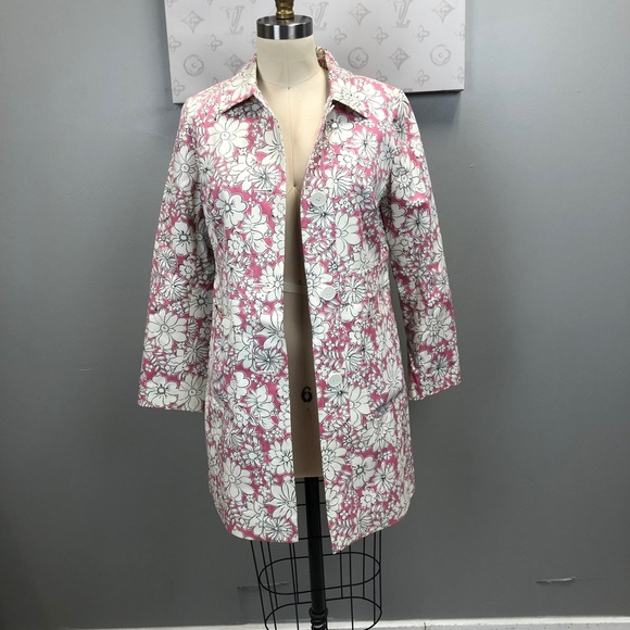 LOFT Jackets & Blazers - LOFT Ann Taylor Petites- pink and white tench coat 6P e99-1